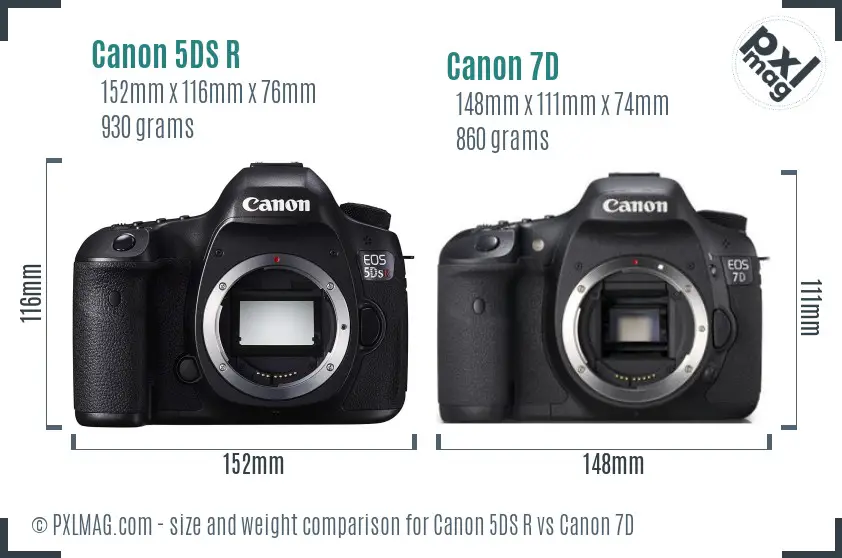 Canon 5DS R vs Canon 7D size comparison