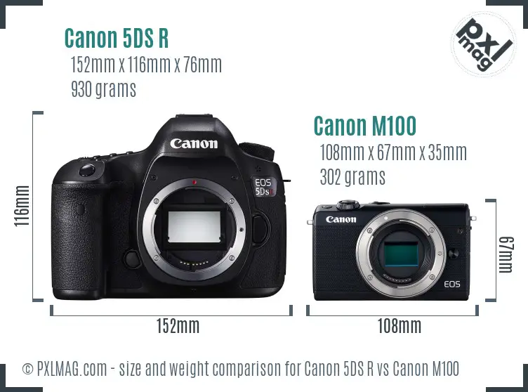 Canon 5DS R vs Canon M100 size comparison