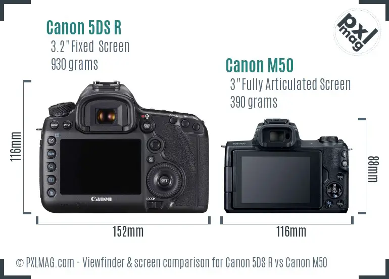 Canon 5DS R vs Canon M50 Screen and Viewfinder comparison Canon 5DS R vs Canon M50 Screen and Viewfinder comparison