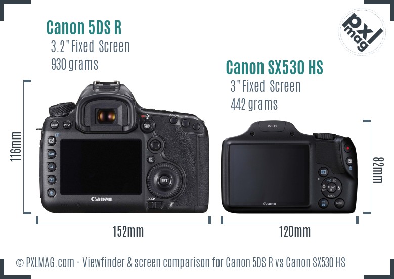 Canon 5DS R vs Canon SX530 HS Screen and Viewfinder comparison