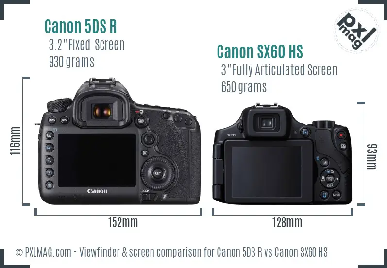 Canon 5DS R vs Canon SX60 HS Screen and Viewfinder comparison