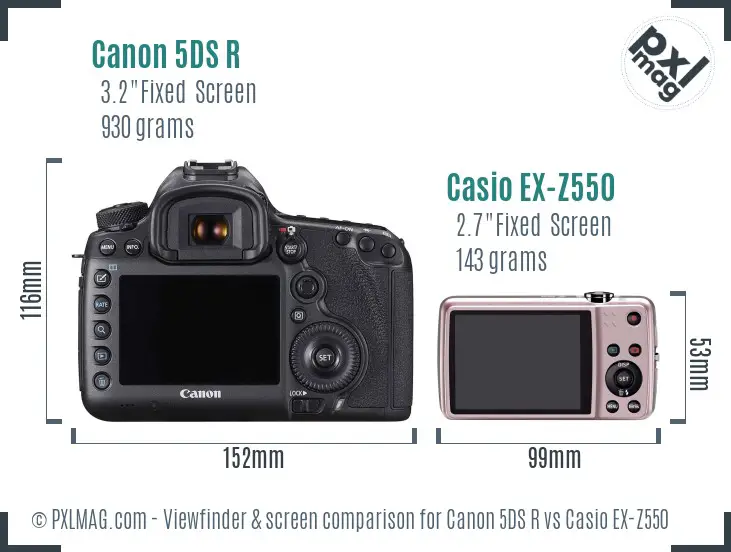 Canon 5DS R vs Casio EX-Z550 Screen and Viewfinder comparison