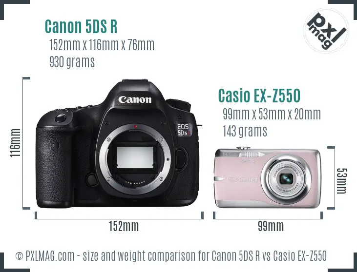 Canon 5DS R vs Casio EX-Z550 size comparison