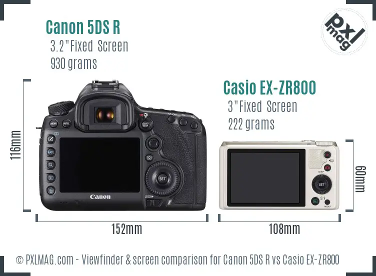 Canon 5DS R vs Casio EX-ZR800 Screen and Viewfinder comparison Canon 5DS R vs Casio EX-ZR800 Screen and Viewfinder comparison