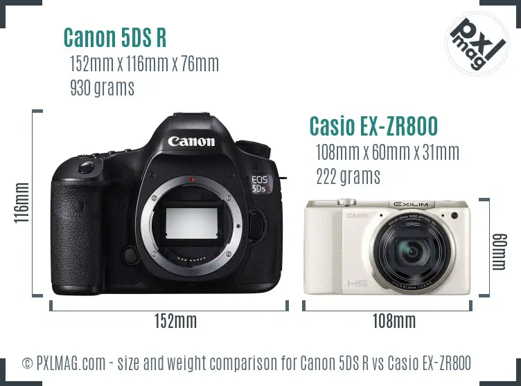 Canon 5DS R vs Casio EX-ZR800 size comparison Canon 5DS R vs Casio EX-ZR800 size comparison