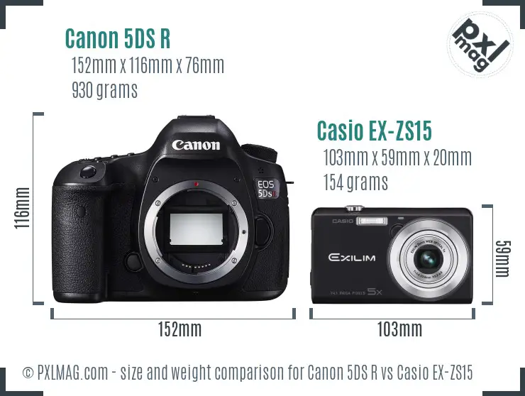 Canon 5DS R vs Casio EX-ZS15 size comparison Canon 5DS R vs Casio EX-ZS15 size comparison
