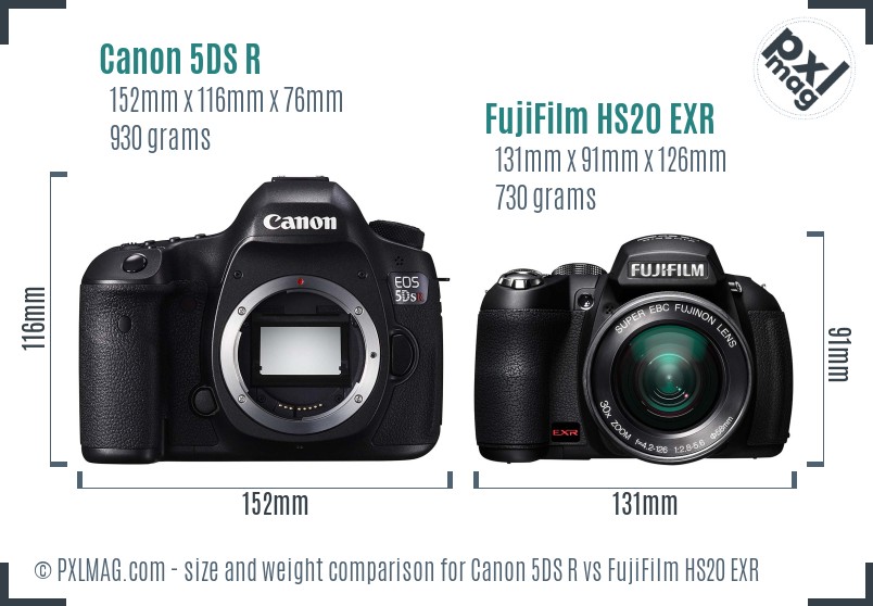 Canon 5DS R vs FujiFilm HS20 EXR size comparison Canon 5DS R vs FujiFilm HS20 EXR size comparison