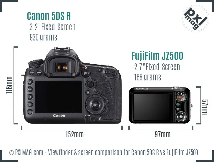 Canon 5DS R vs FujiFilm JZ500 Screen and Viewfinder comparison