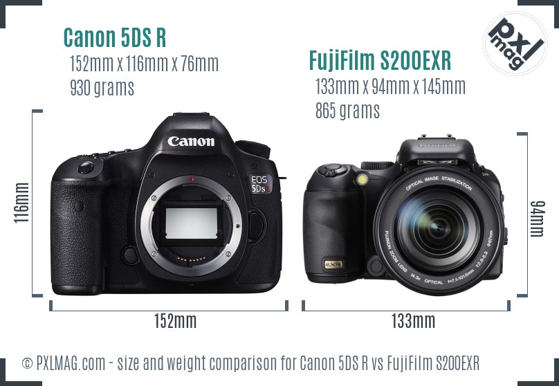 Canon 5DS R vs FujiFilm S200EXR size comparison Canon 5DS R vs FujiFilm S200EXR size comparison