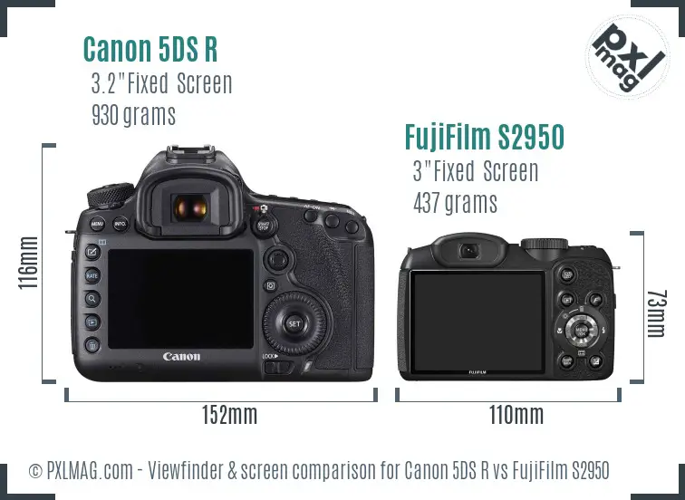 Canon 5DS R vs FujiFilm S2950 Screen and Viewfinder comparison