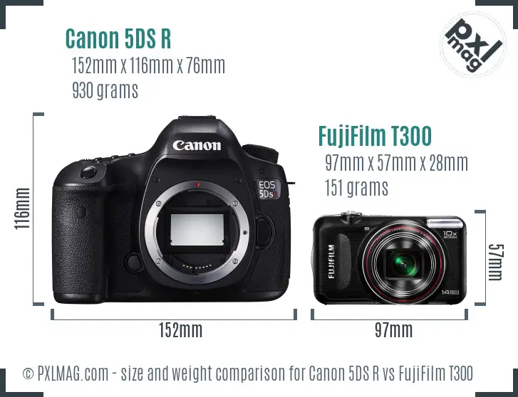 Canon 5DS R vs FujiFilm T300 size comparison