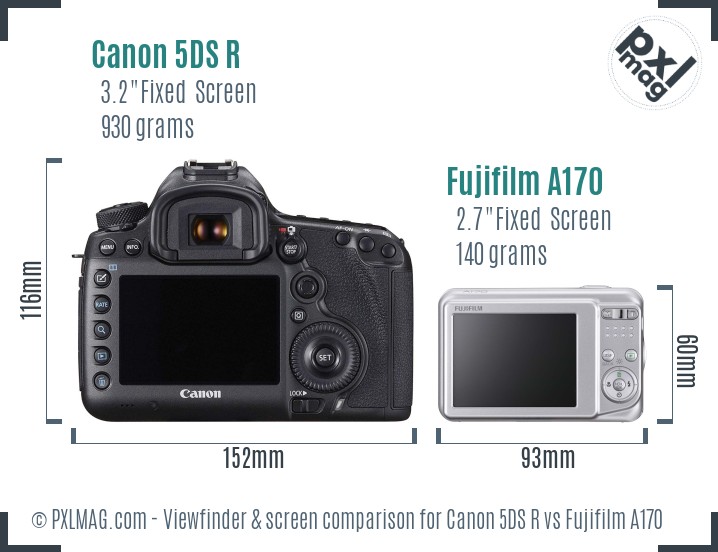 Canon 5DS R vs Fujifilm A170 Screen and Viewfinder comparison