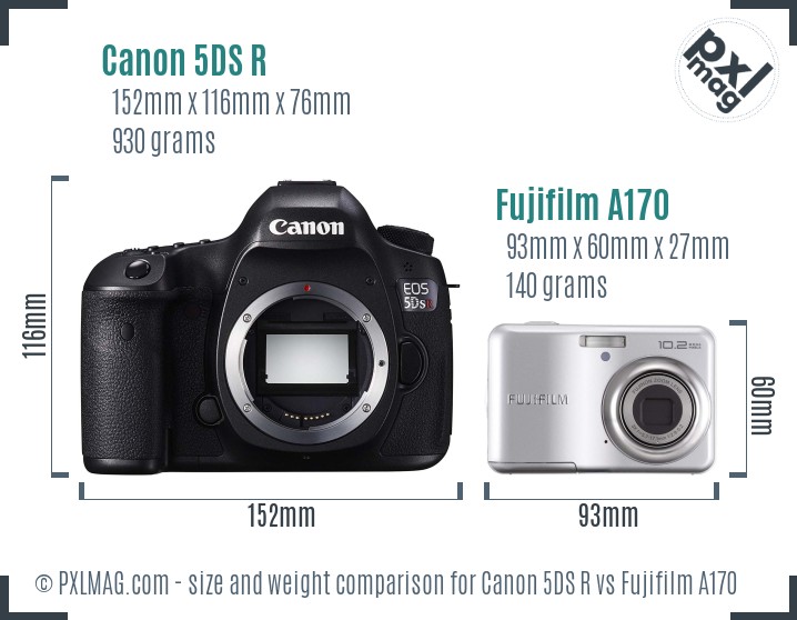 Canon 5DS R vs Fujifilm A170 size comparison Canon 5DS R vs Fujifilm A170 size comparison