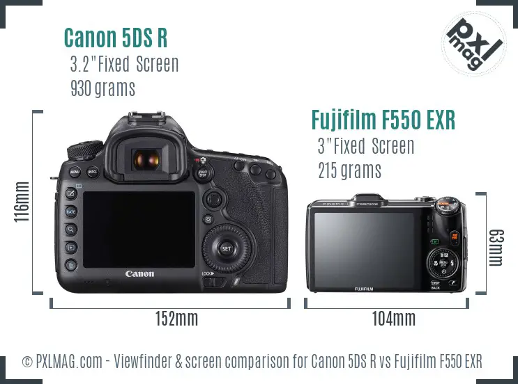 Canon 5DS R vs Fujifilm F550 EXR Screen and Viewfinder comparison Canon 5DS R vs Fujifilm F550 EXR Screen and Viewfinder comparison