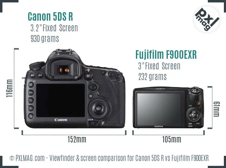Canon 5DS R vs Fujifilm F900EXR Screen and Viewfinder comparison Canon 5DS R vs Fujifilm F900EXR Screen and Viewfinder comparison