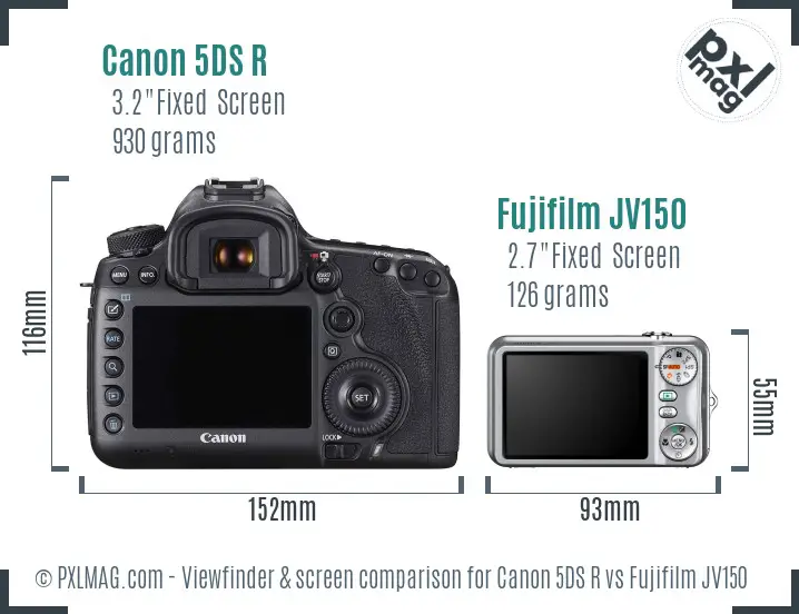Canon 5DS R vs Fujifilm JV150 Screen and Viewfinder comparison