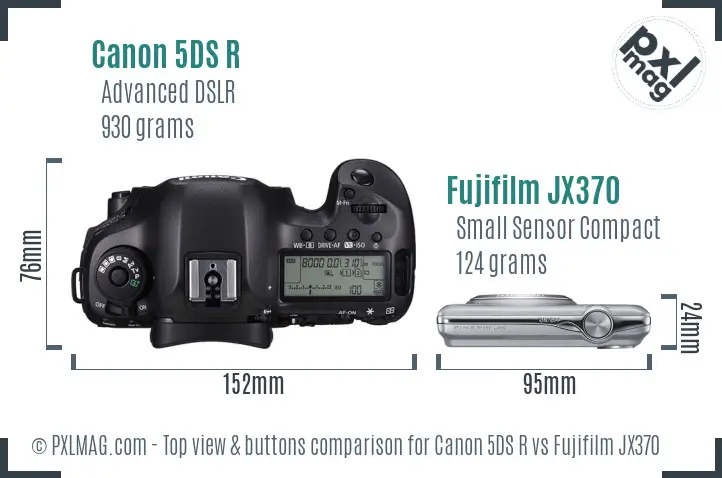 Canon 5DS R vs Fujifilm JX370 top view buttons comparison