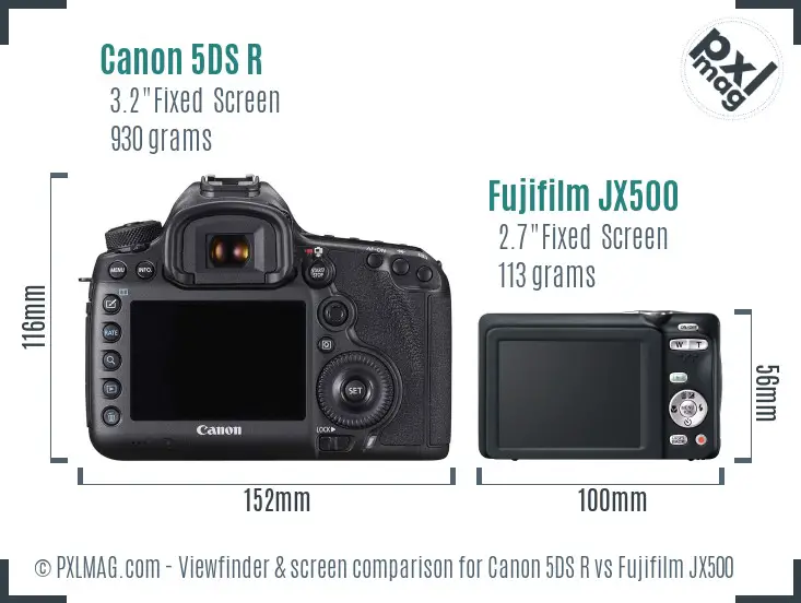 Canon 5DS R vs Fujifilm JX500 Screen and Viewfinder comparison