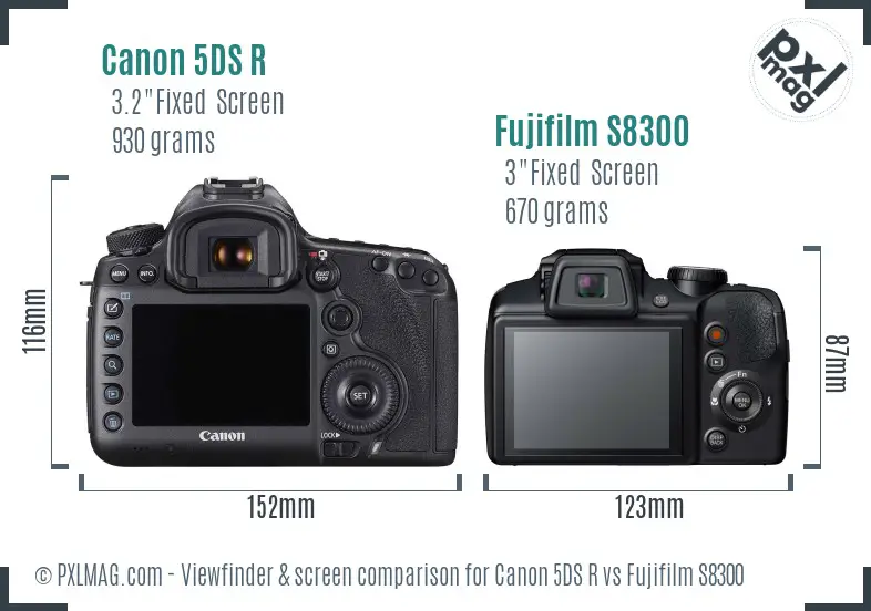 Canon 5DS R vs Fujifilm S8300 Screen and Viewfinder comparison Canon 5DS R vs Fujifilm S8300 Screen and Viewfinder comparison