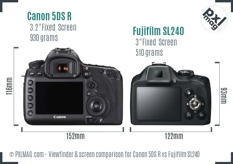 Canon 5DS R vs Fujifilm SL240 Screen and Viewfinder comparison Canon 5DS R vs Fujifilm SL240 Screen and Viewfinder comparison