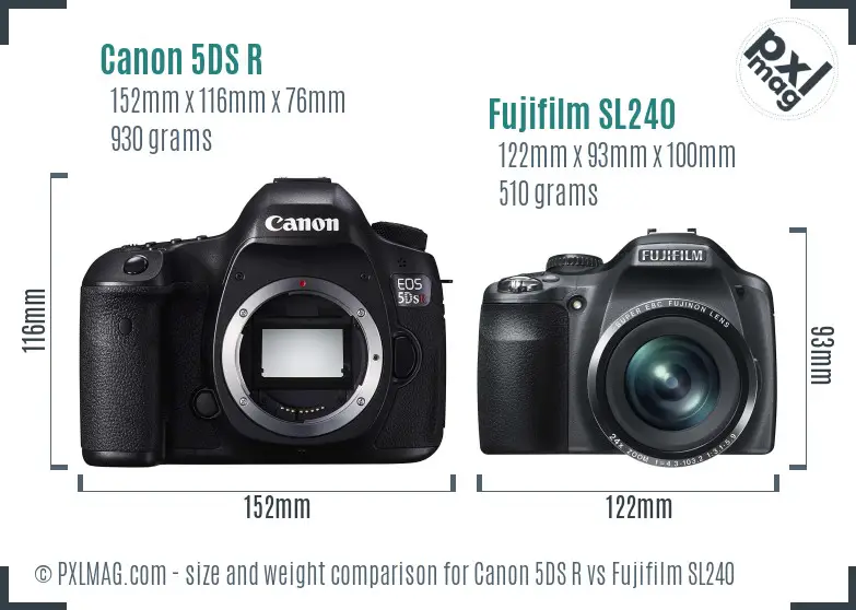 Canon 5DS R vs Fujifilm SL240 size comparison Canon 5DS R vs Fujifilm SL240 size comparison