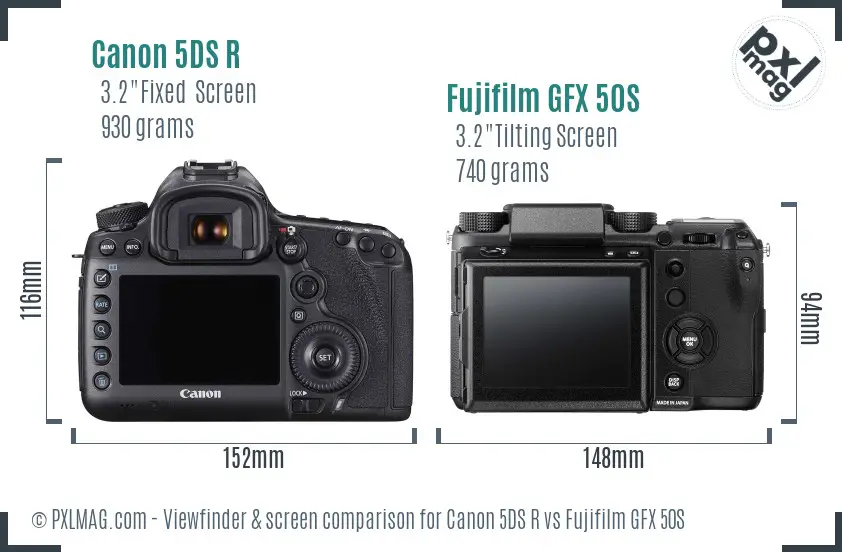 Canon 5DS R vs Fujifilm GFX 50S Screen and Viewfinder comparison Canon 5DS R vs Fujifilm GFX 50S Screen and Viewfinder comparison
