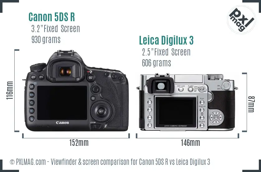 Canon 5DS R vs Leica Digilux 3 Screen and Viewfinder comparison