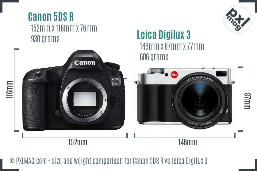 Canon 5DS R vs Leica Digilux 3 size comparison