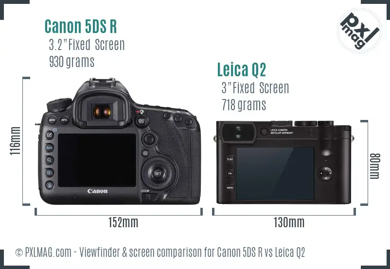 Canon 5DS R vs Leica Q2 Screen and Viewfinder comparison