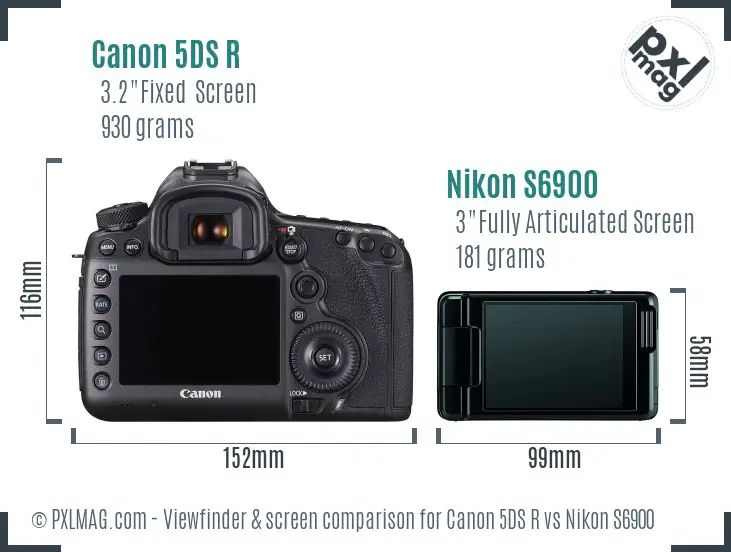 Canon 5DS R vs Nikon S6900 Screen and Viewfinder comparison