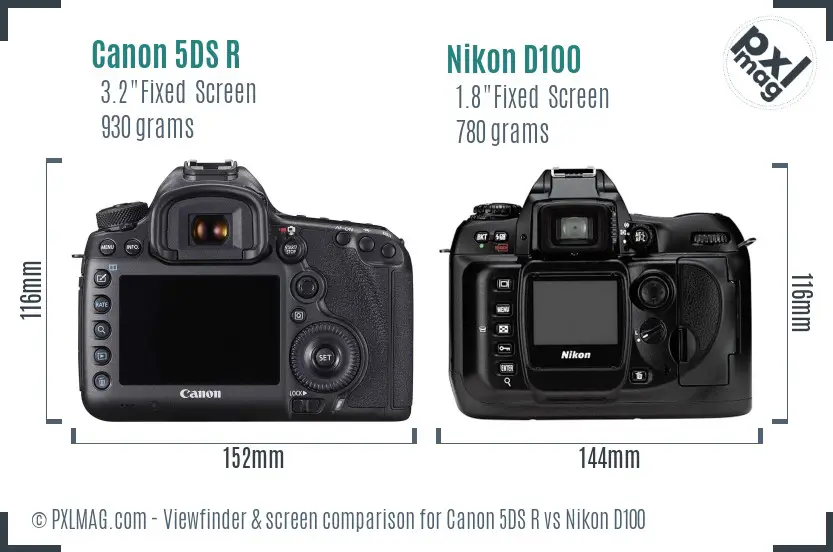 Canon 5DS R vs Nikon D100 Screen and Viewfinder comparison