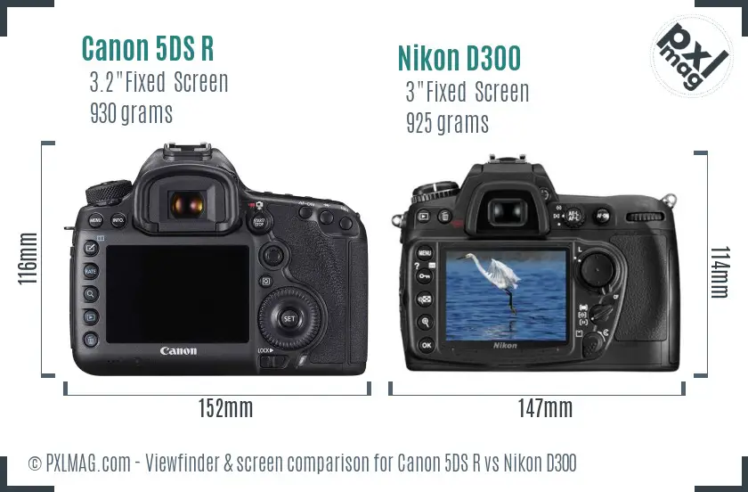 Canon 5DS R vs Nikon D300 Screen and Viewfinder comparison