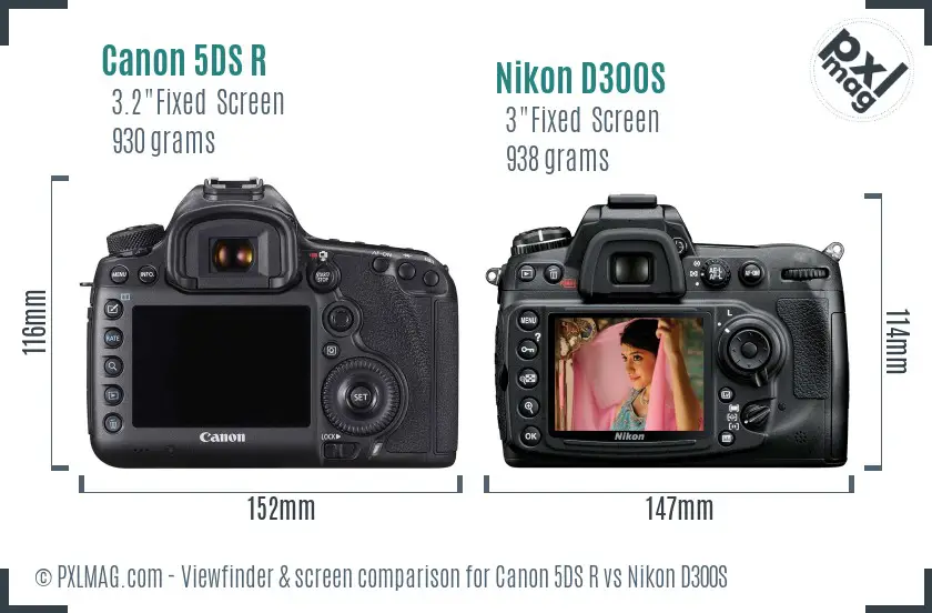 Canon 5DS R vs Nikon D300S Screen and Viewfinder comparison