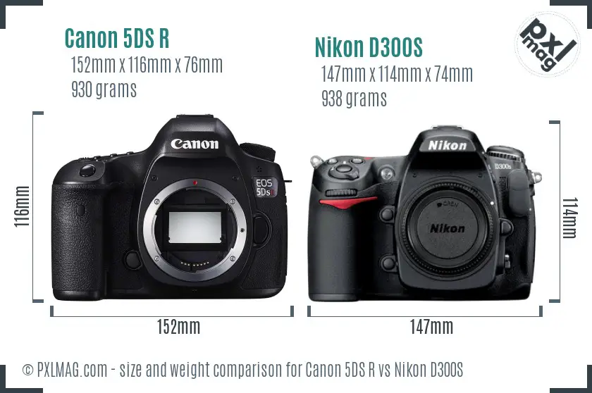 Canon 5DS R vs Nikon D300S size comparison