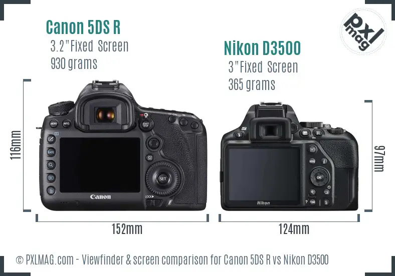 Canon 5DS R vs Nikon D3500 Screen and Viewfinder comparison