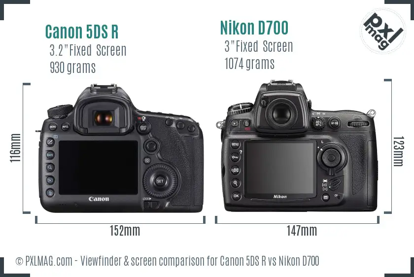 Canon 5DS R vs Nikon D700 Screen and Viewfinder comparison