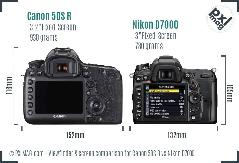 Canon 5DS R vs Nikon D7000 Screen and Viewfinder comparison