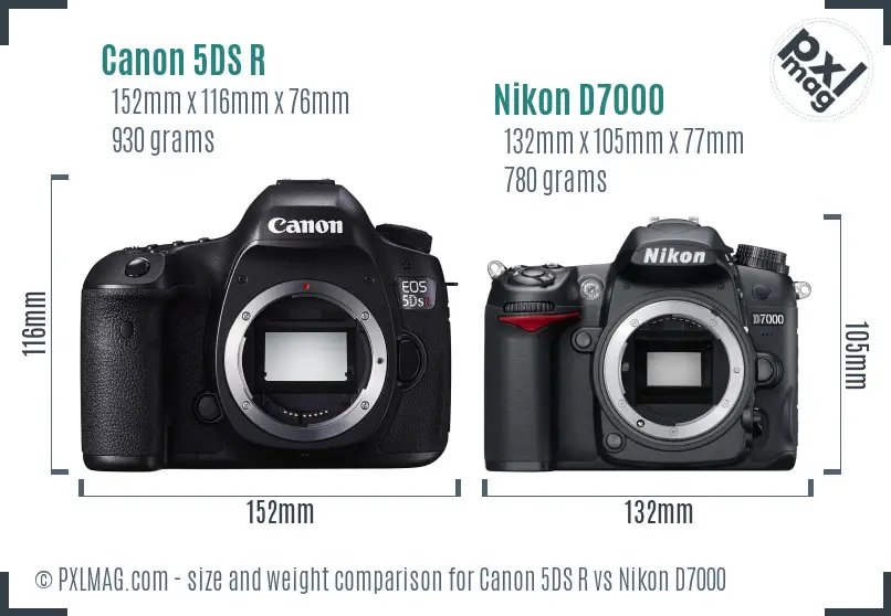 Canon 5DS R vs Nikon D7000 size comparison