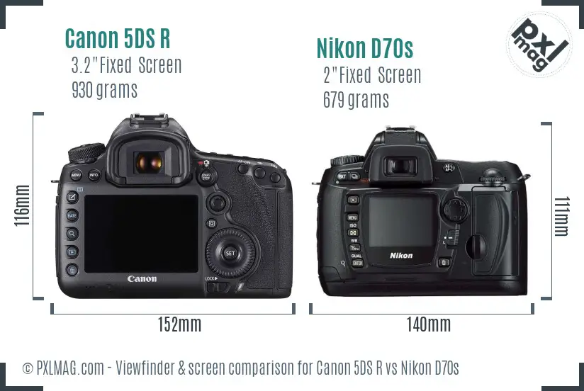 Canon 5DS R vs Nikon D70s Screen and Viewfinder comparison