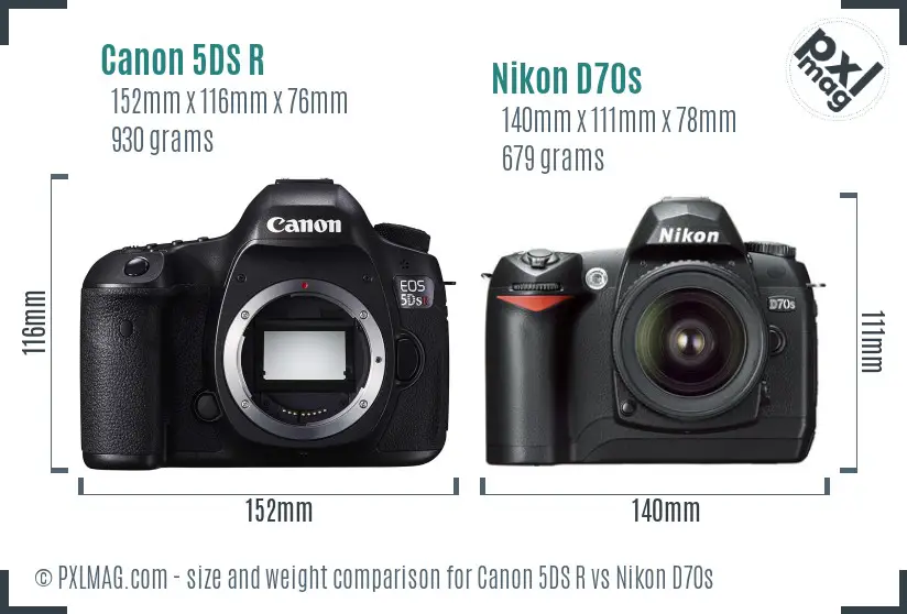 Canon 5DS R vs Nikon D70s size comparison