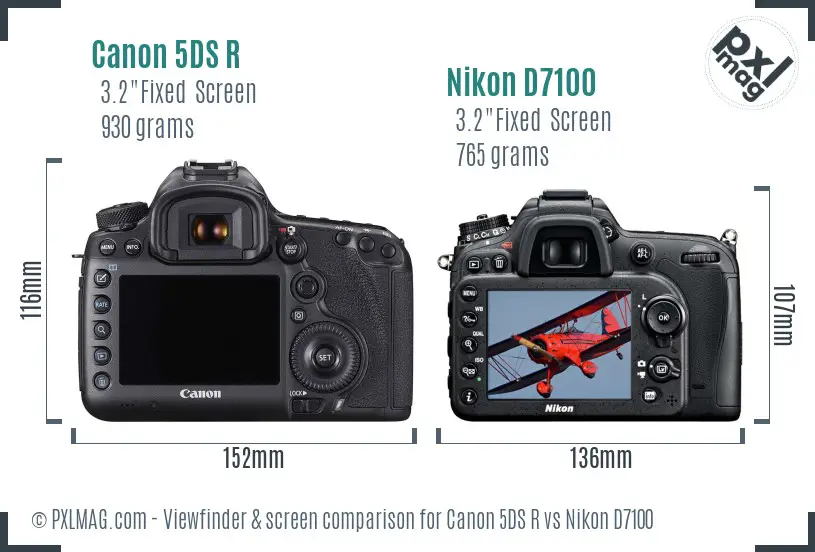 Canon 5DS R vs Nikon D7100 Screen and Viewfinder comparison
