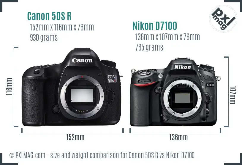Canon 5DS R vs Nikon D7100 size comparison