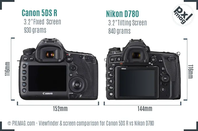 Canon 5DS R vs Nikon D780 Screen and Viewfinder comparison
