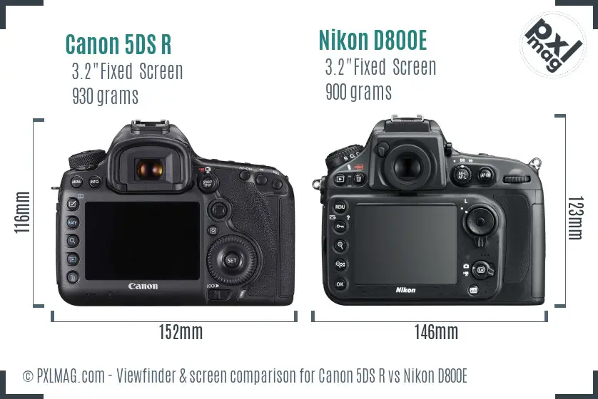 Canon 5DS R vs Nikon D800E Screen and Viewfinder comparison