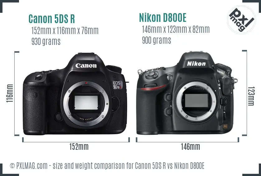 Canon 5DS R vs Nikon D800E size comparison