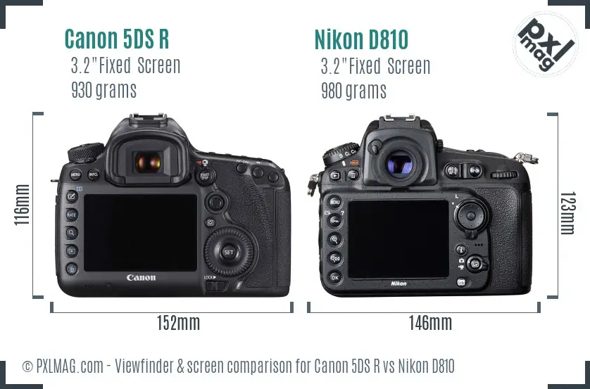 Canon 5DS R vs Nikon D810 Screen and Viewfinder comparison