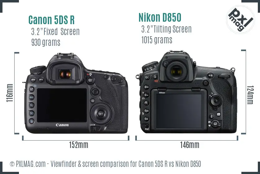 Canon 5DS R vs Nikon D850 Screen and Viewfinder comparison