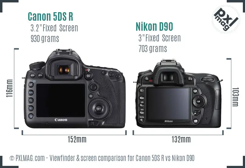 Canon 5DS R vs Nikon D90 Screen and Viewfinder comparison