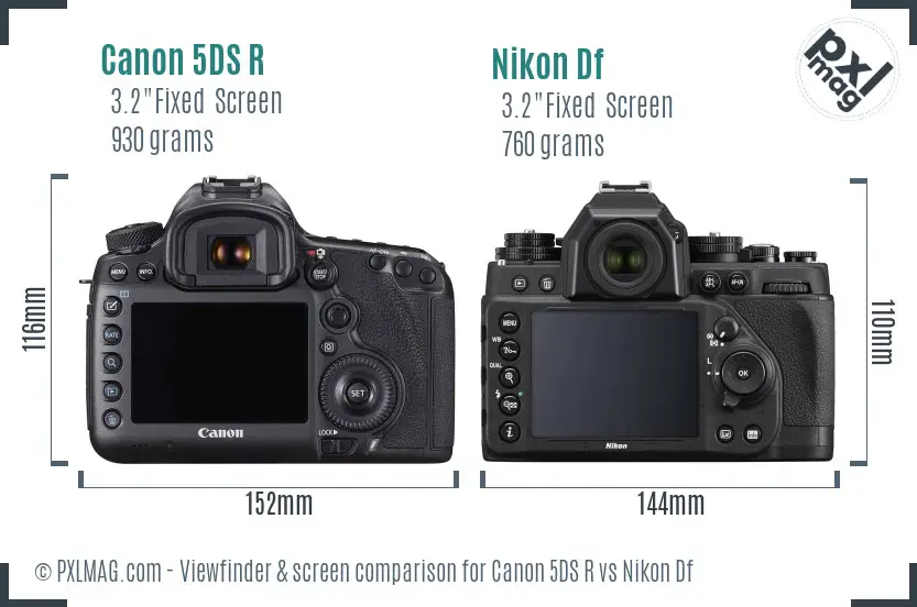 Canon 5DS R vs Nikon Df Screen and Viewfinder comparison