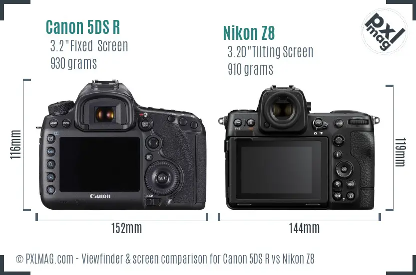 Canon 5DS R vs Nikon Z8 Screen and Viewfinder comparison Canon 5DS R vs Nikon Z8 Screen and Viewfinder comparison